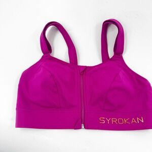 Syrokan Front Zip High Impact Sports Bra Magenta Pink Racerback A301S 38DD/85E